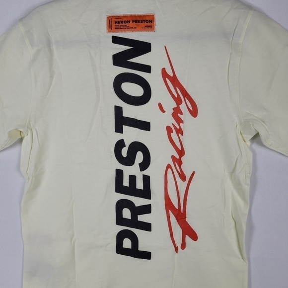 NWT Heron Preston HP Preston Racing Organic Cotton T-Shirt Off-White Size Small - Picture 6 of 14
